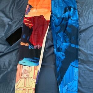 DC Comics Red and Blue Sweatpants with Tapered Leg Design